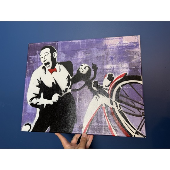 Peewee Herman Stencil Painted Canvas Big Adventure Paul Reubens One Of A Kind